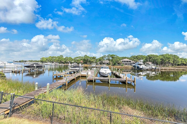 dock area featuring a water view