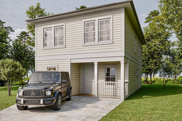 view of front of home featuring a front yard