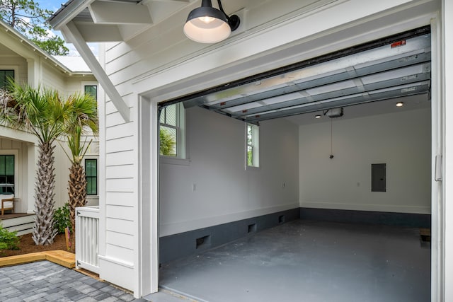 garage featuring electric panel