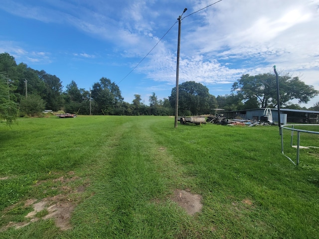 view of yard featuring a trampoline