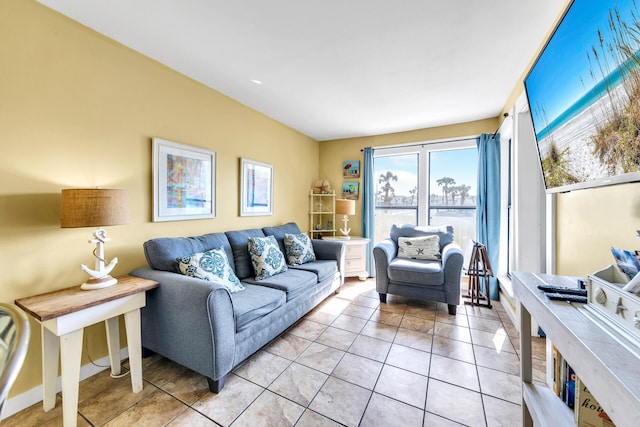 view of tiled living room