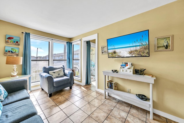 view of tiled living room