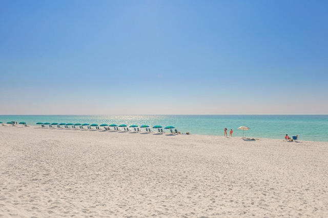 view of water feature featuring a beach view