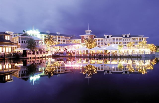 view of building exterior featuring a water view