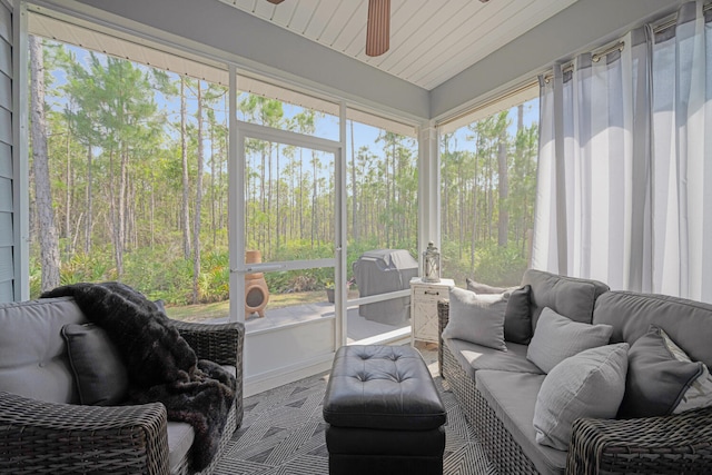 sunroom / solarium with wooden ceiling and plenty of natural light