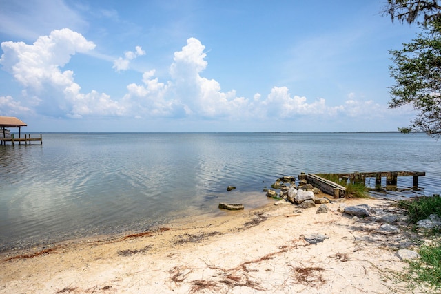 view of dock featuring a water view