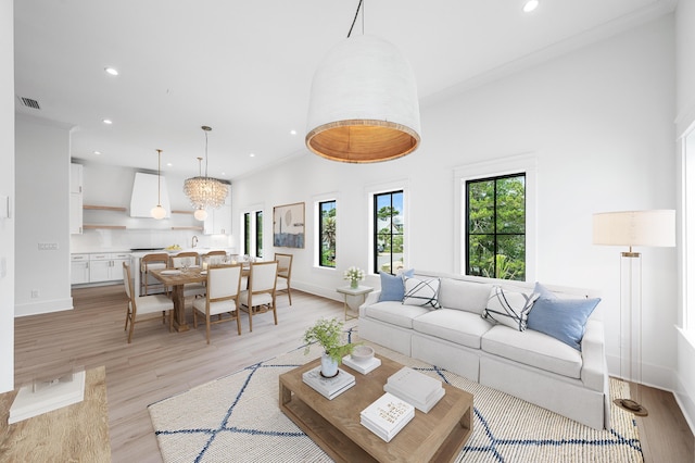 394 Grande Pointe Cir, Inlet Beach, FL 32461 - living area with recessed lighting, light wood-style floors, and baseboards