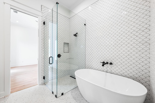 394 Grande Pointe Cir, Inlet Beach, FL 32461 - full bathroom featuring a freestanding bath and a stall shower