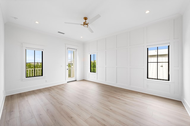 394 Grande Pointe Cir, Inlet Beach, FL 32461 - unfurnished room with a decorative wall, healthy amount of natural light, ceiling fan, light wood-type flooring, and recessed lighting