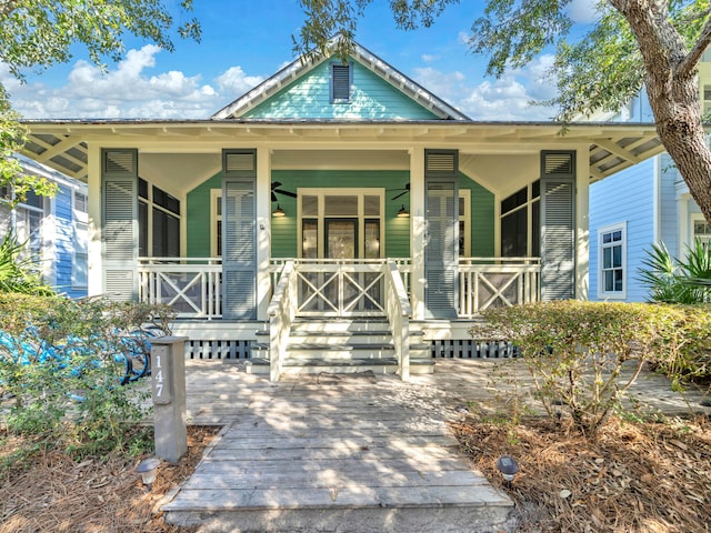 147 Silver Laurel Way, Santa Rosa Beach, FL 32459 - view of front facade featuring ceiling fan and covered porch