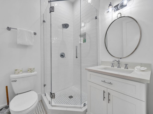 147 Silver Laurel Way, Santa Rosa Beach, FL 32459 - bathroom with vanity, a stall shower, and toilet