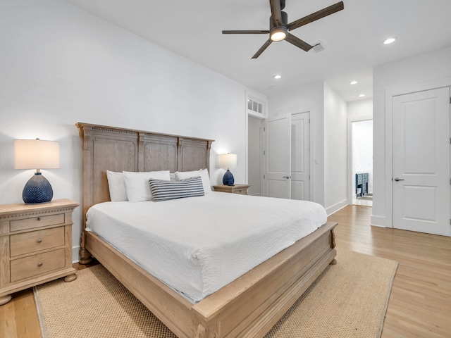 147 Silver Laurel Way, Santa Rosa Beach, FL 32459 - bedroom featuring recessed lighting, light wood-style flooring, baseboards, and visible vents