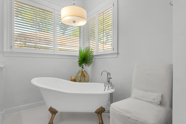 bathroom featuring a washtub