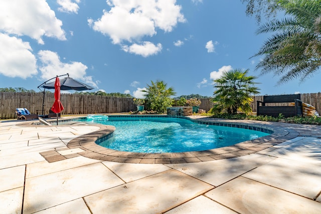 view of swimming pool with a patio