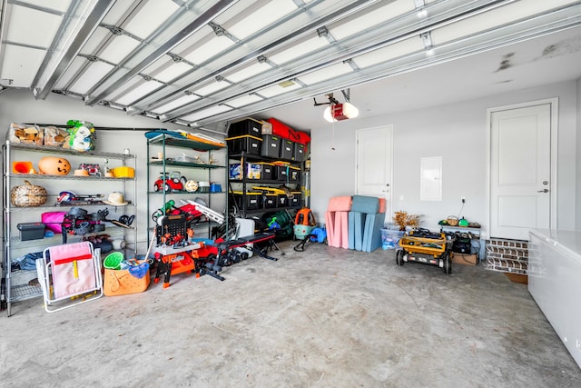 garage with a garage door opener