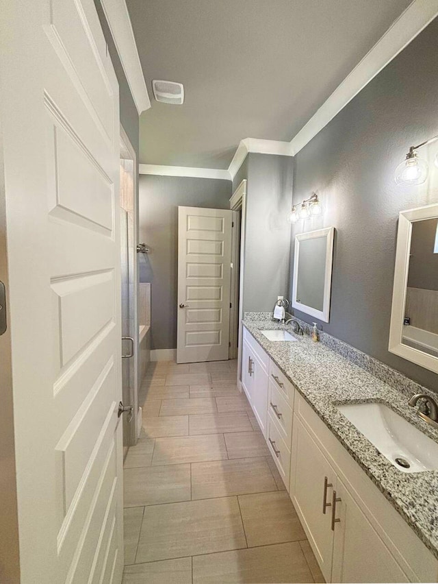 bathroom with vanity and an enclosed shower