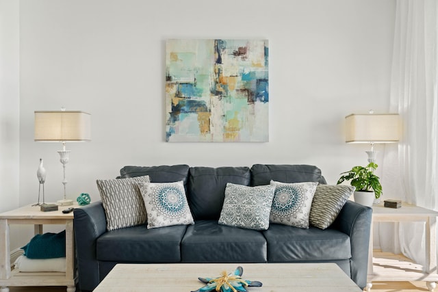 living room with hardwood / wood-style floors