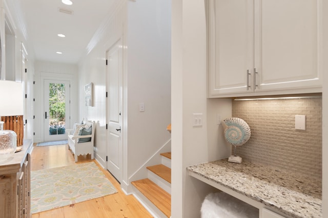 mudroom featuring light hardwood / wood-style floors