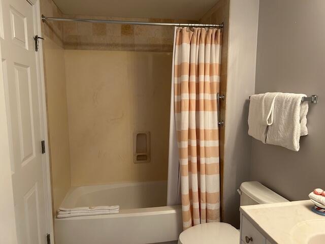 1751 Scenic Highway 98 Unit 614, Destin, FL 32541 - full bath featuring toilet, vanity, and shower / bathtub combination with curtain