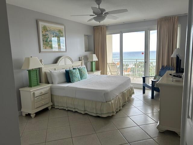 1751 Scenic Highway 98 Unit 614, Destin, FL 32541 - bedroom with access to outside, light tile patterned flooring, and a ceiling fan