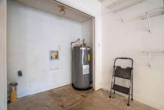 utility room featuring water heater