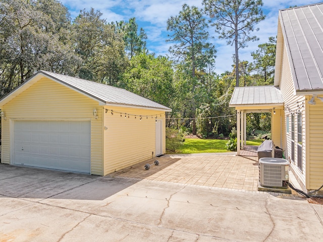 garage featuring central AC unit