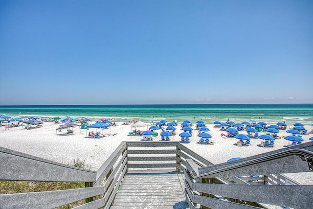 property view of water featuring a view of the beach