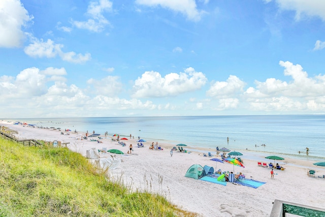 property view of water featuring a view of the beach