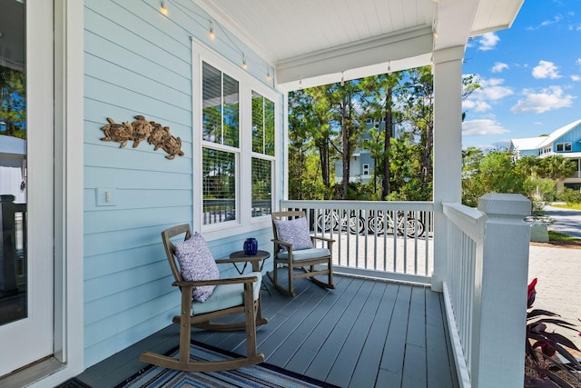 deck featuring a porch