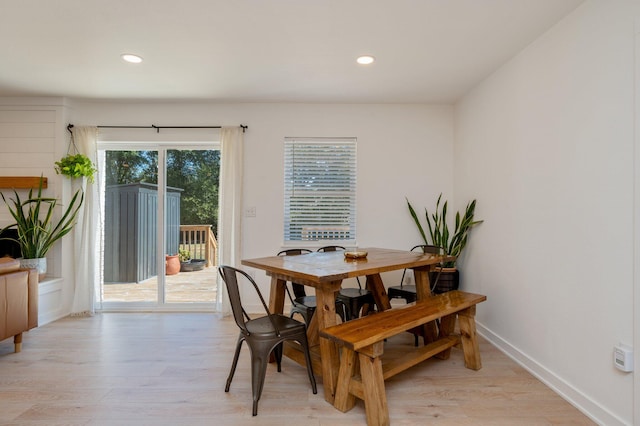 dining area featuring light hardwood / wood-style flooring