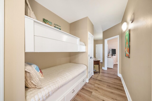 bedroom featuring light hardwood / wood-style flooring