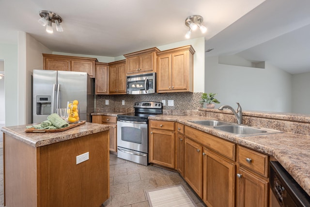 2826 Shoni Dr, Navarre, FL 32566 - kitchen featuring light countertops, stainless steel appliances, a sink, and tasteful backsplash