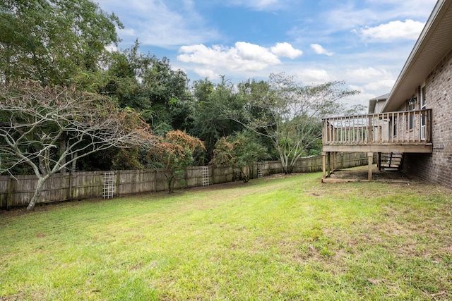 2826 Shoni Dr, Navarre, FL 32566 - view of yard featuring a fenced backyard, stairway, and a deck