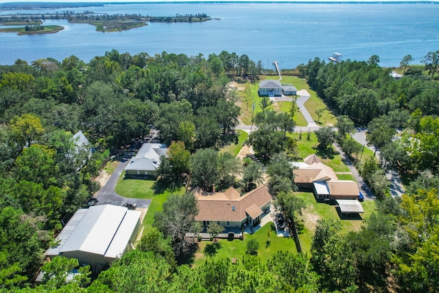 bird's eye view featuring a water view