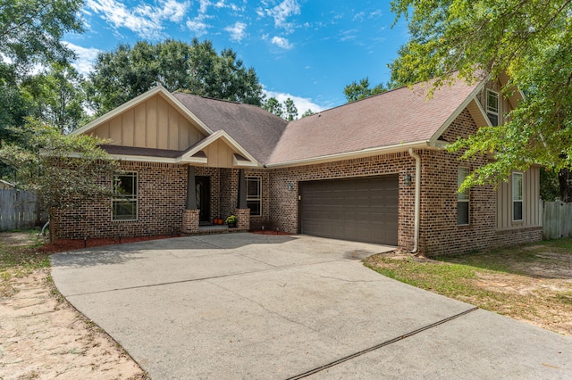 view of front of property with a garage