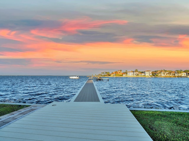 dock area with a water view