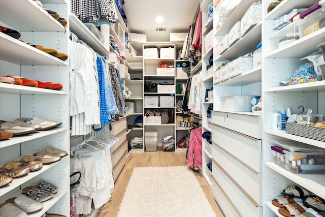 spacious closet with light wood-type flooring