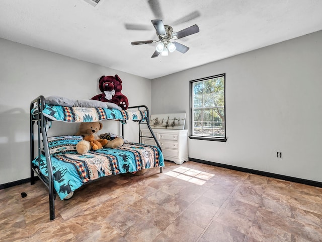 bedroom featuring ceiling fan