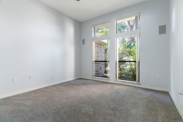 unfurnished room featuring carpet floors and ceiling fan