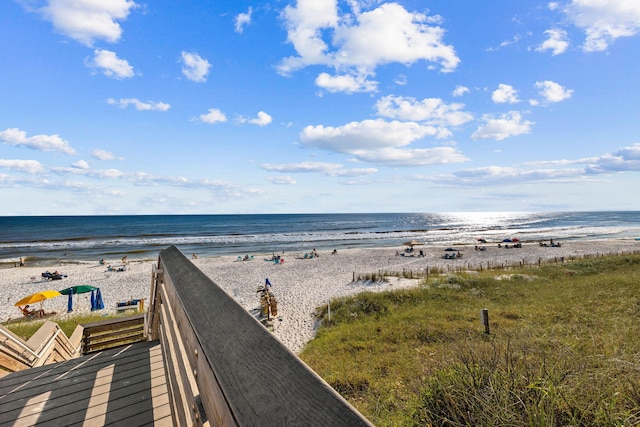 property view of water featuring a view of the beach