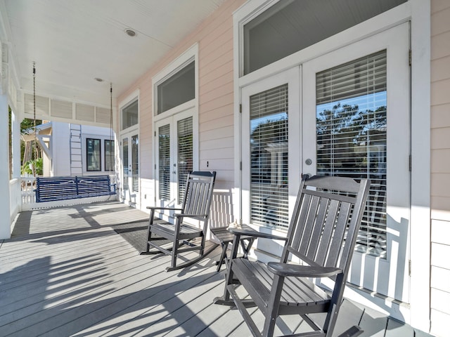 wooden deck with covered porch