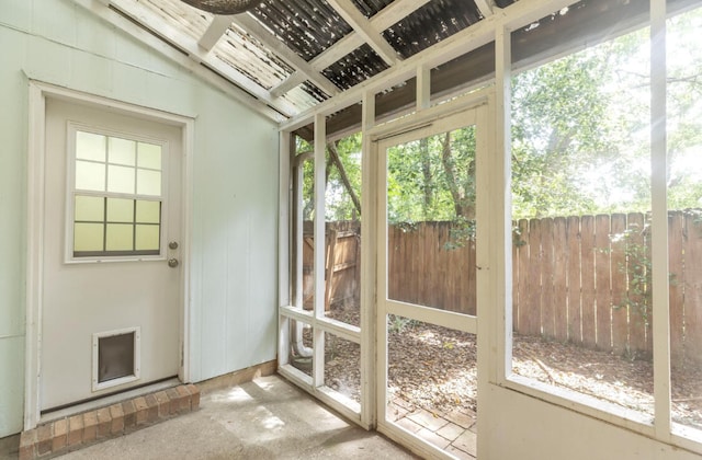 view of unfurnished sunroom