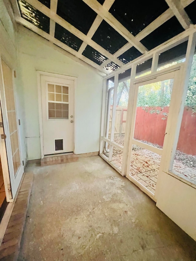 view of unfurnished sunroom