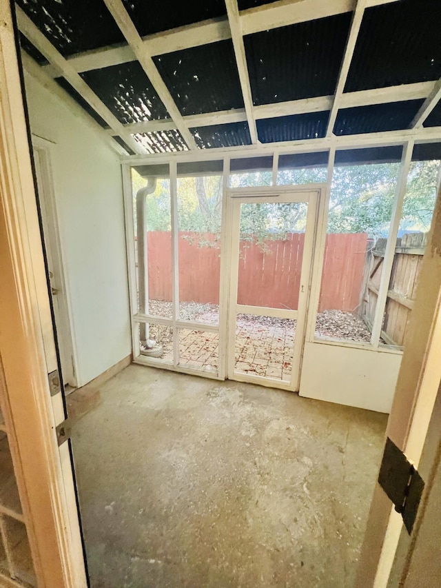 view of unfurnished sunroom