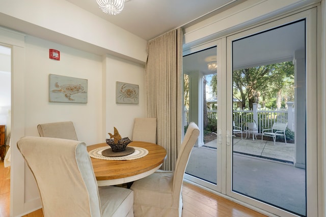 dining area featuring light hardwood / wood-style flooring