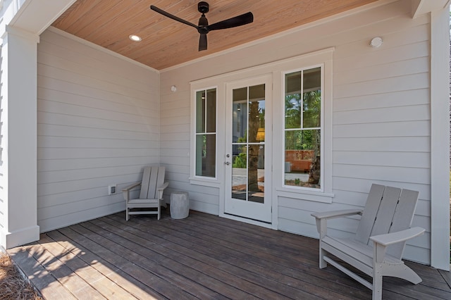 deck featuring ceiling fan