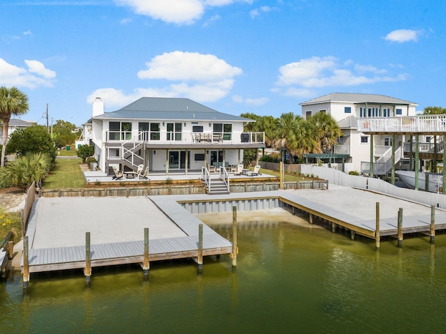 view of dock featuring a water view