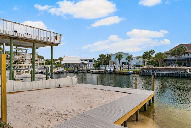 dock area with a water view