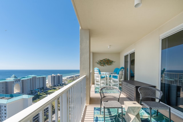 balcony with a water view