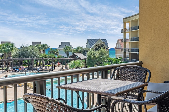 balcony with a water view